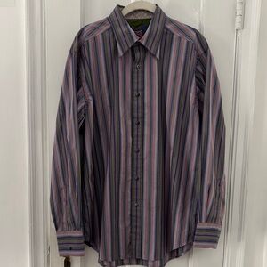 Robert Graham Purple and Pink Striped Shirt